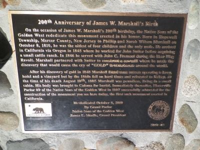 200th Anniversary of James W. Marshall's Birth Marker image. Click for full size.