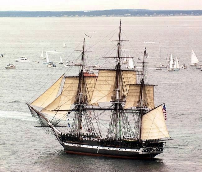 USS <i>Constitution</i> "Old Ironsides" - under sail in Boston Harbor image. Click for full size.