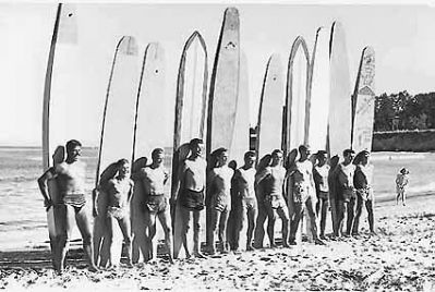 The Santa Cruz Surfing Club, circa 1941 image. Click for full size.