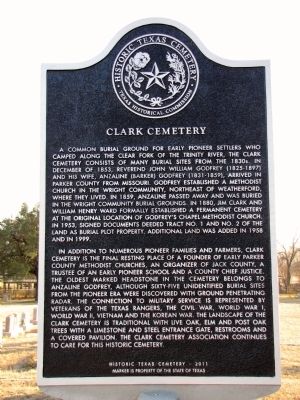 Clark Cemetery Texas Historical Marker image. Click for full size.