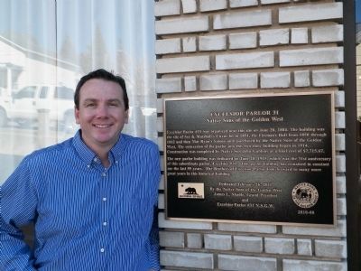 Excelsior Parlor Member and Grand 3rd VP Candidate, Erik Christeson with Excelsior Parlor 31 Marker. Click for full size. Excelsior Parlor Member and Grand 3rd VP Candidate, Erik Christeson with Excelsior Parlor 31 Marker image. Click for full size.