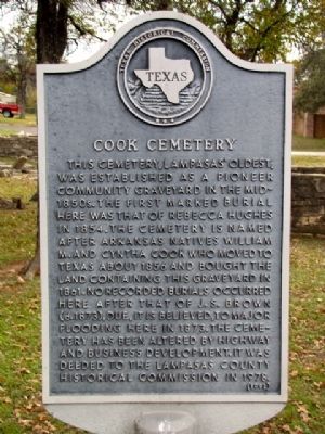 Cook Cemetery Texas Historical Marker image. Click for full size.