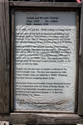 Norfolk and Western Caboose Marker image. Click for full size.