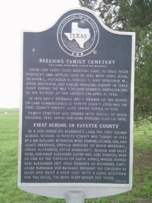 Breeding Family Cemetery Marker. Click for full size. Breeding Family Cemetery Marker image. Click for full size.