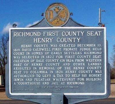 Richmond - First County Seat of Henry County Marker image. Click for full size.