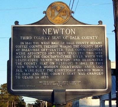 Newton - Third County Seat of Dale County Marker image. Click for full size.