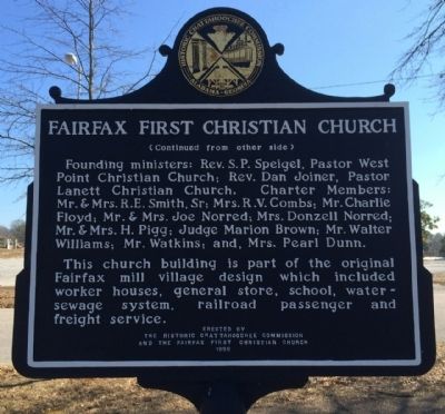 Fairfax First Christian Church Marker (reverse) image. Click for full size.