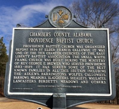 Providence Baptist Church Marker. Click for full size. Providence Baptist Church Marker image. Click for full size.