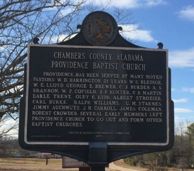 Providence Baptist Church Marker (reverse). Click for full size. Providence Baptist Church Marker (reverse) image. Click for full size.
