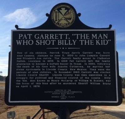 Pat Garrett, "The Man Who Shot Billy the Kid" Marker image. Click for full size.