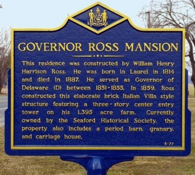 Governor Ross Mansion Marker image. Click for full size.