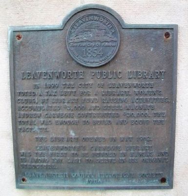Leavenworth Public Library Marker. Click for full size. Leavenworth Public Library Marker image. Click for full size.