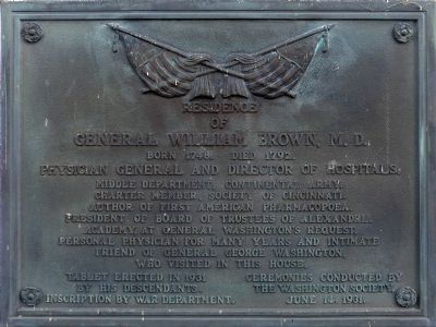 Residence of General William Brown, M.D. Marker image. Click for full size.