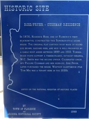 Ross/Fryer – Cushman Residence Marker image. Click for full size.