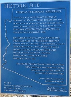 Thomas Fulbright Residence Marker. Click for full size. Thomas Fulbright Residence Marker image. Click for full size.