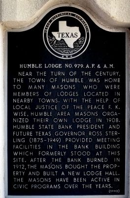 Humble Lodge No. 979, A.F. & A.M. Marker image. Click for full size.