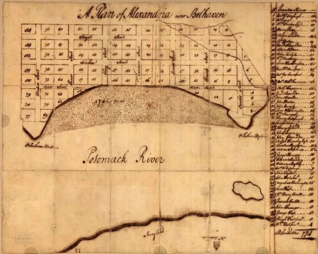 Washington's 1749 Plan of Alexandria image. Click for full size.