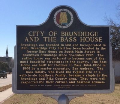 City of Brundidge and the Bass House Marker image. Click for full size.