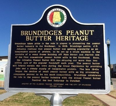 Brundidge's Peanut Butter Heritage Marker image. Click for full size.