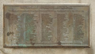 San Francisco Vietnam Veterans Memorial Marker. Click for full size. San Francisco Vietnam Veterans Memorial Marker image. Click for full size.
