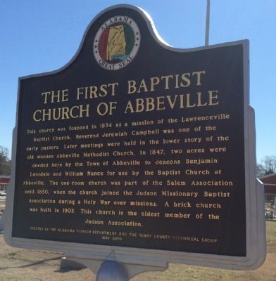 The First Baptist Church of Abbeville Marker image. Click for full size.