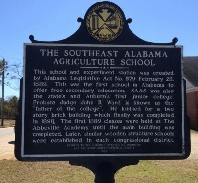 The Southeast Alabama Agricultural School Marker image. Click for full size.
