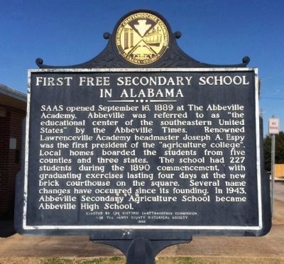 First Free Secondary School in Alabama Marker image. Click for full size.