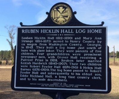 Reuben Hicklin Hall Log Home Marker. Click for full size. Reuben Hicklin Hall Log Home Marker image. Click for full size.