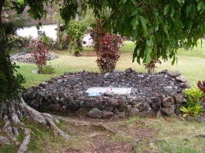Palapala Hoomau Congregational Church graveyard-distant photo of Lindbergh grave image. Click for full size.