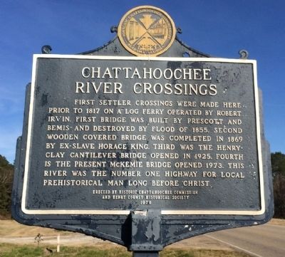 Chattahoochee River Crossings Marker. Click for full size. Chattahoochee River Crossings Marker image. Click for full size.