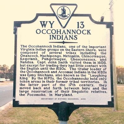 Occohannock Indians Marker image. Click for full size.