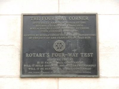 The Four Way Corner plaque image. Click for full size.