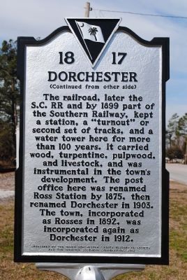 Dorchester Marker (side 2). Click for full size. Dorchester Marker (side 2) image. Click for full size.