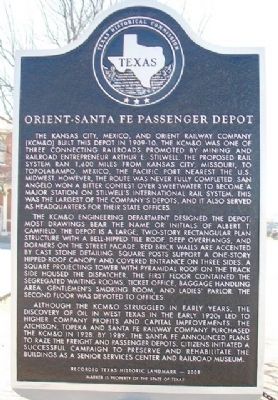 Orient-Santa Fe Passenger Depot Marker. Click for full size. Orient-Santa Fe Passenger Depot Marker image. Click for full size.