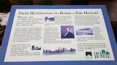 From Huntington to Bowie - The History Marker. Click for full size. From Huntington to Bowie - The History Marker image. Click for full size.