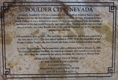 Boulder City, Nevada Marker. Click for full size. Boulder City, Nevada Marker image. Click for full size.