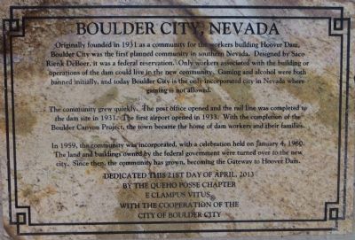 Boulder City, Nevada Marker image. Click for full size.