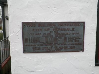 Ferndale Town Hall Plaque image. Click for full size.