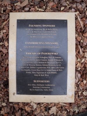 Ignacy Jan Paderewski Sponsors Plaque. Click for full size. Ignacy Jan Paderewski Sponsors Plaque image. Click for full size.