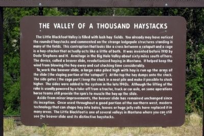 The Valley of a Thousand Haystacks Marker image. Click for full size.