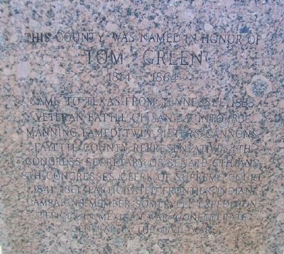 Tom Green Monument (Side B). Click for full size. Tom Green Monument (Side B) image. Click for full size.
