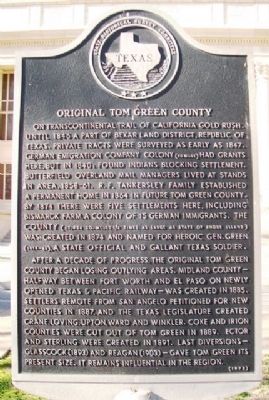 Original Tom Green County Marker image. Click for full size.