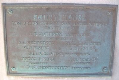 Tom Green County Courthouse Officials Marker image. Click for full size.