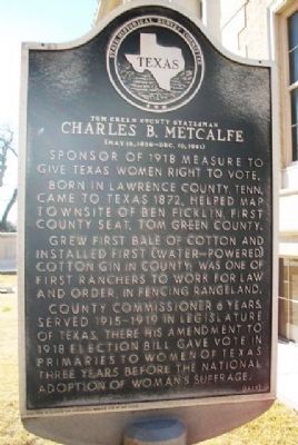 Charles B. Metcalfe Marker. Click for full size. Charles B. Metcalfe Marker image. Click for full size.