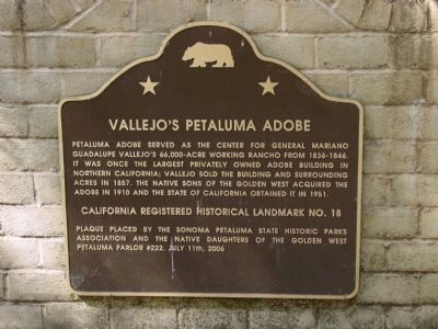 Vallejo's Petaluma Adobe Marker image. Click for full size.