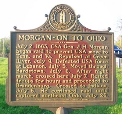Morgan ~ On To Ohio Marker. Click for full size. Morgan ~ On To Ohio Marker image. Click for full size.