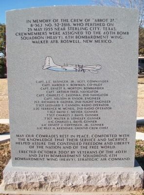 Crew of "Abbot 27" Monument. Click for full size. Crew of "Abbot 27" Monument image. Click for full size.