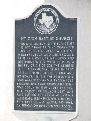 Mt. Zion Baptist Church Marker image. Click for full size.