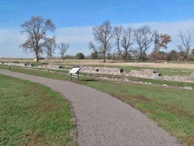 Marker and Ruins of Stone Barracks. Click for full size. Marker and Ruins of Stone Barracks image. Click for full size.