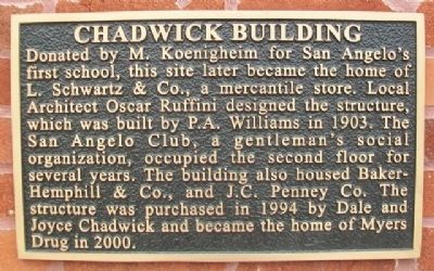 Chadwick Building Marker. Click for full size. Chadwick Building Marker image. Click for full size.